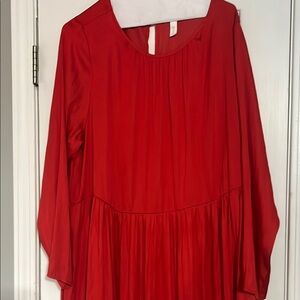Elegant Red Long-Sleeve Dress
